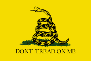 Bandera Gadsden amarilla con serpiente y lema Don’t Tread on Me